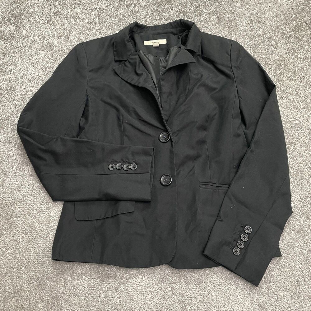 Merona Blazer Suit Jacket Womens Small Black Single Breasted Lined Padded Work